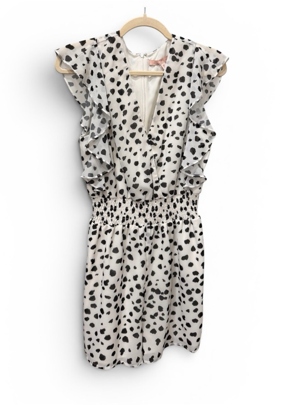 Hutch Anthropologie Black & White Spotted Ruffle Sleeve Dress Size Small - Picture 2 of 7